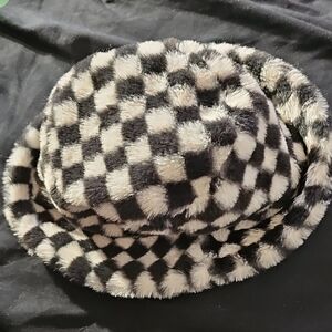 Stylish Checkered Faux Fur Hat